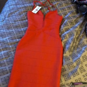 Who In Shop Red Midi Bandage Dress